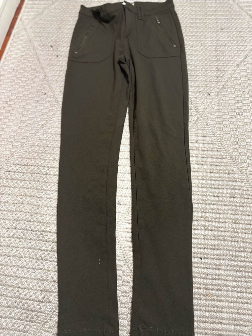 Ashley Classics Olive Green Utility Skinny Pants Zip Pocket Stretch Size M